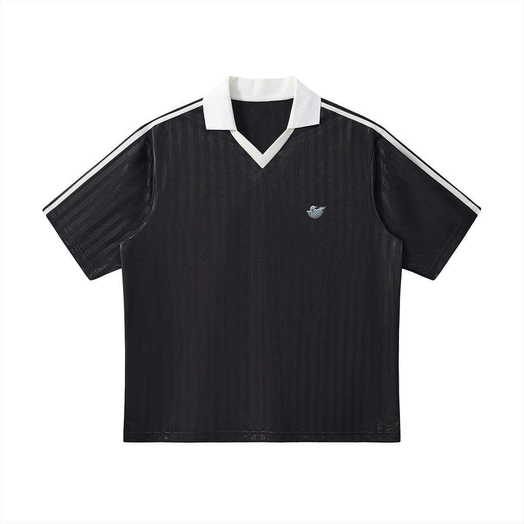 Contrast Collar Striped Soccer Jersey